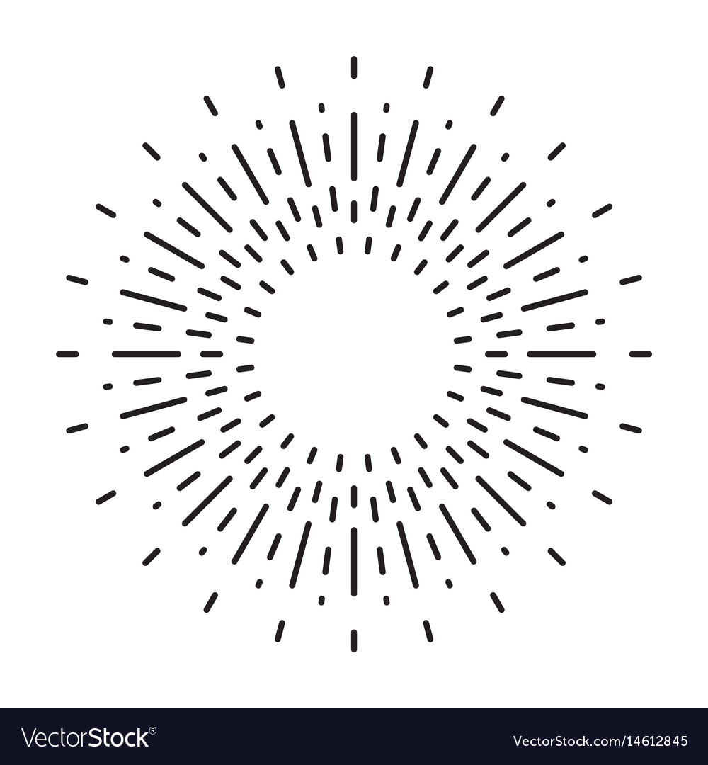 Linear drawing of vintage sunbursts or light rays Vector Image