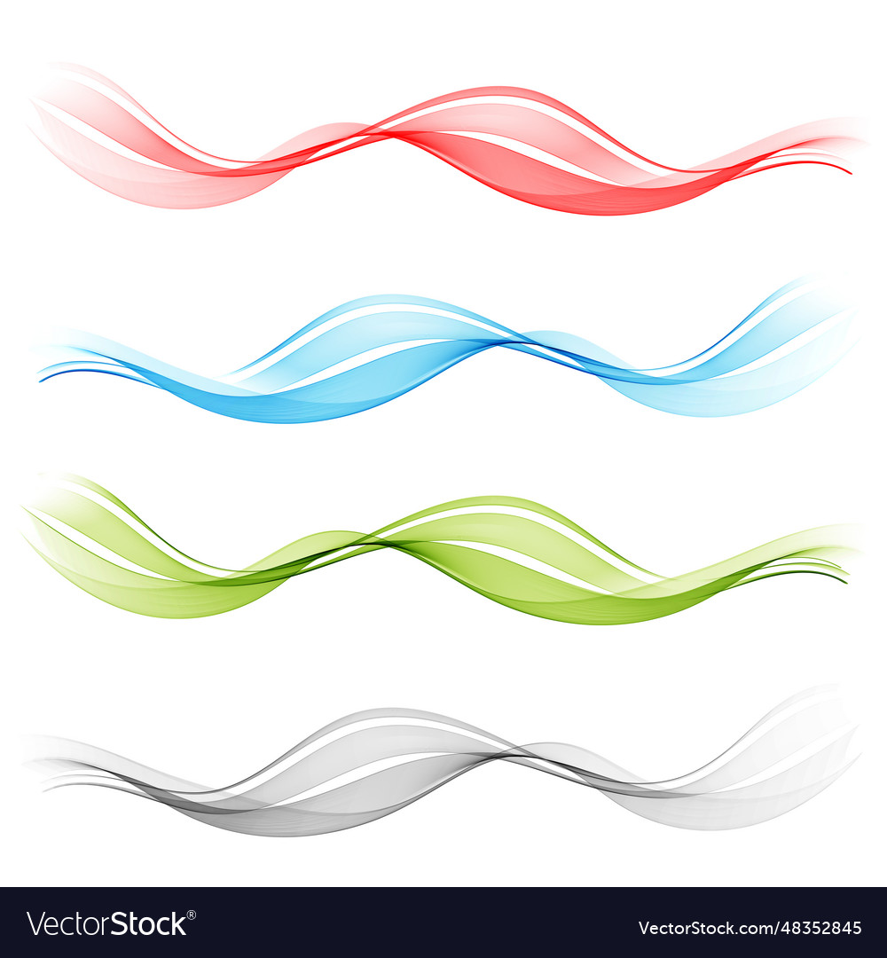 Red green blue gray abstract wave set