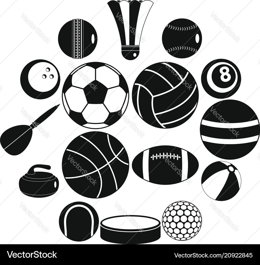 Sport balls icons set flat style Royalty Free Vector Image