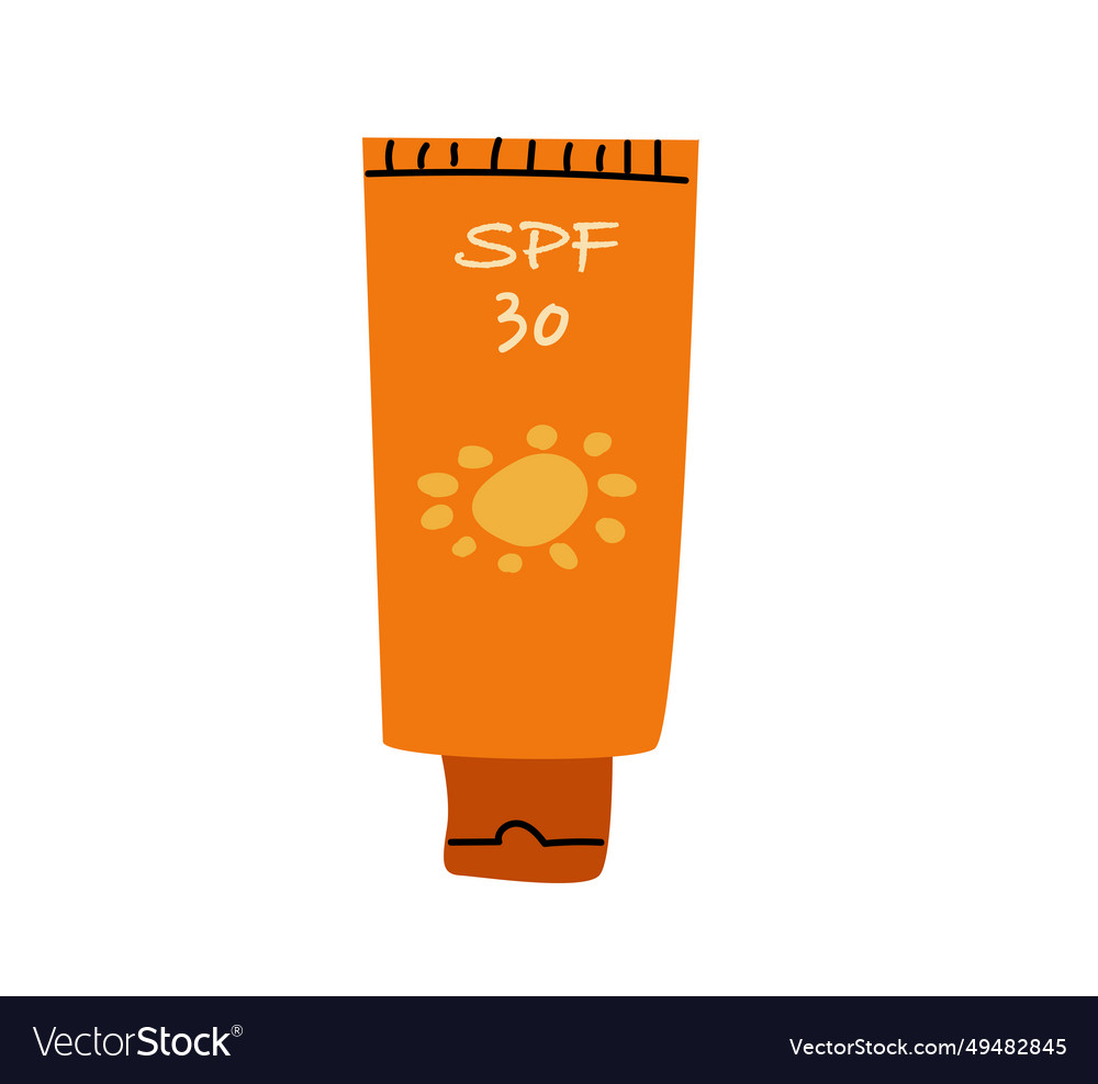 Sunscreen cream spf 50 in orange color Royalty Free Vector