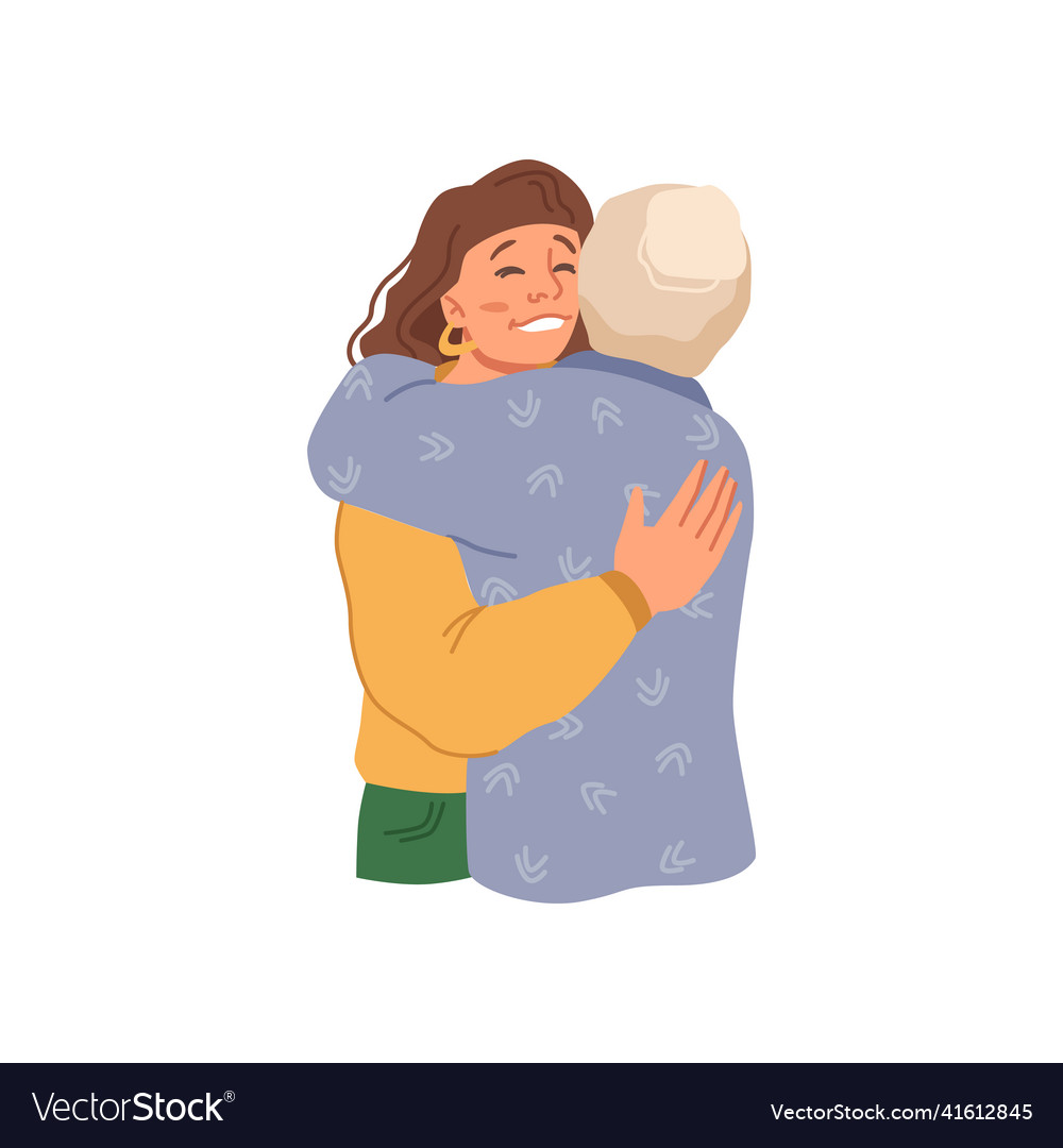 Woman cuddling grandmother or grandfather Vector Image