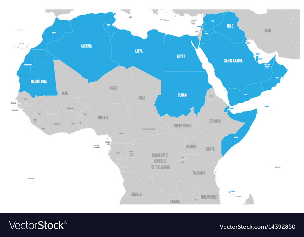 Political Map Of Arab World Arab world states political map with higlighted 22