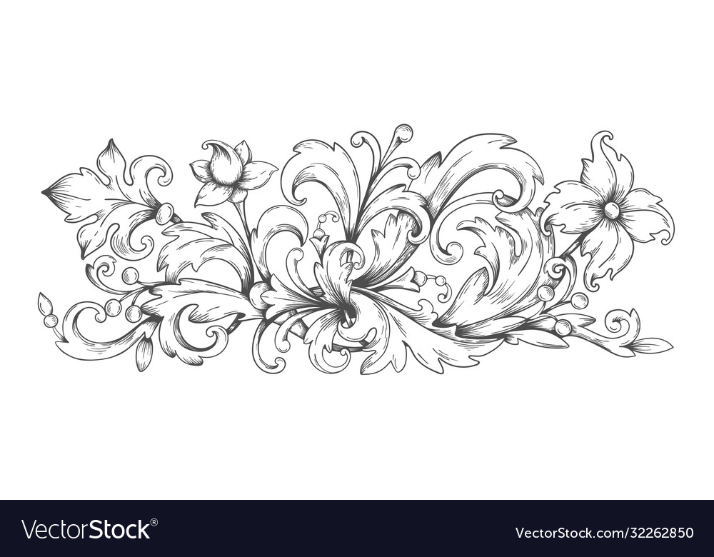 Baroque ornament border engraved filigree vector image Baroque ornament border engraved filigree