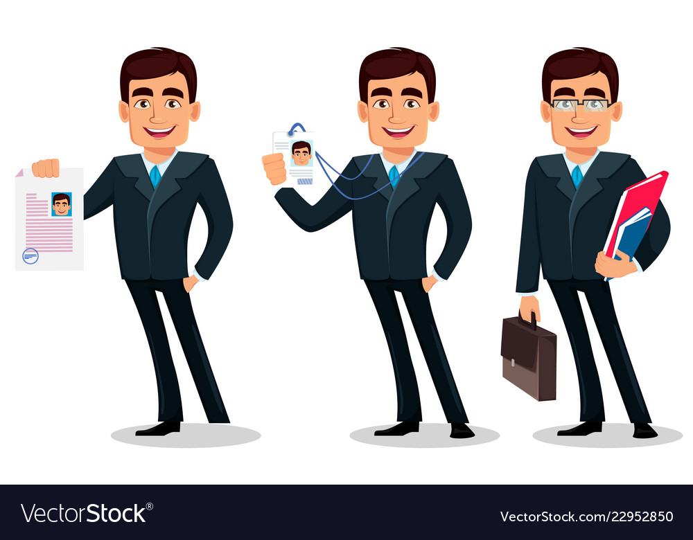 Business man cartoon character in formal suit Vector Image