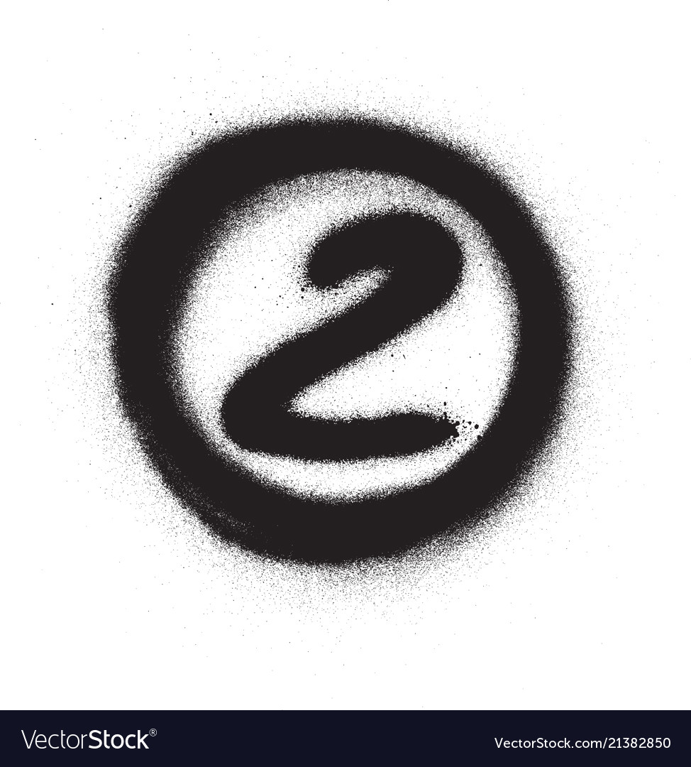 Graffiti number two 2 in circle sprayed black Vector Image