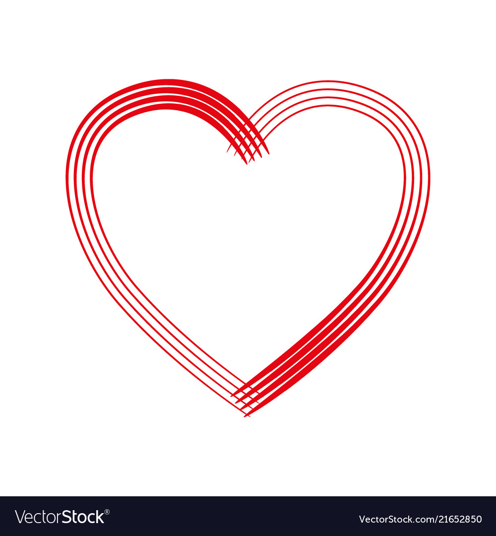 Heart shape frame with brush painting isolated Vector Image