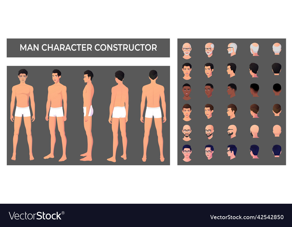 Man wearing boxers character creation with various