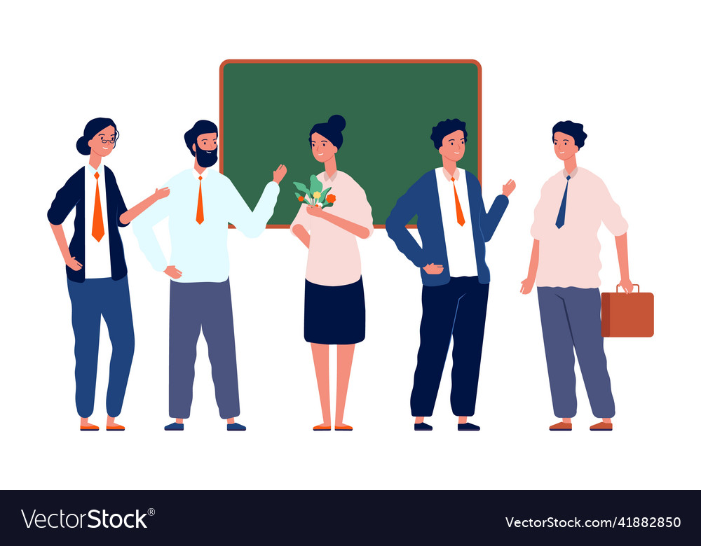 Teachers team back to school professors crowd