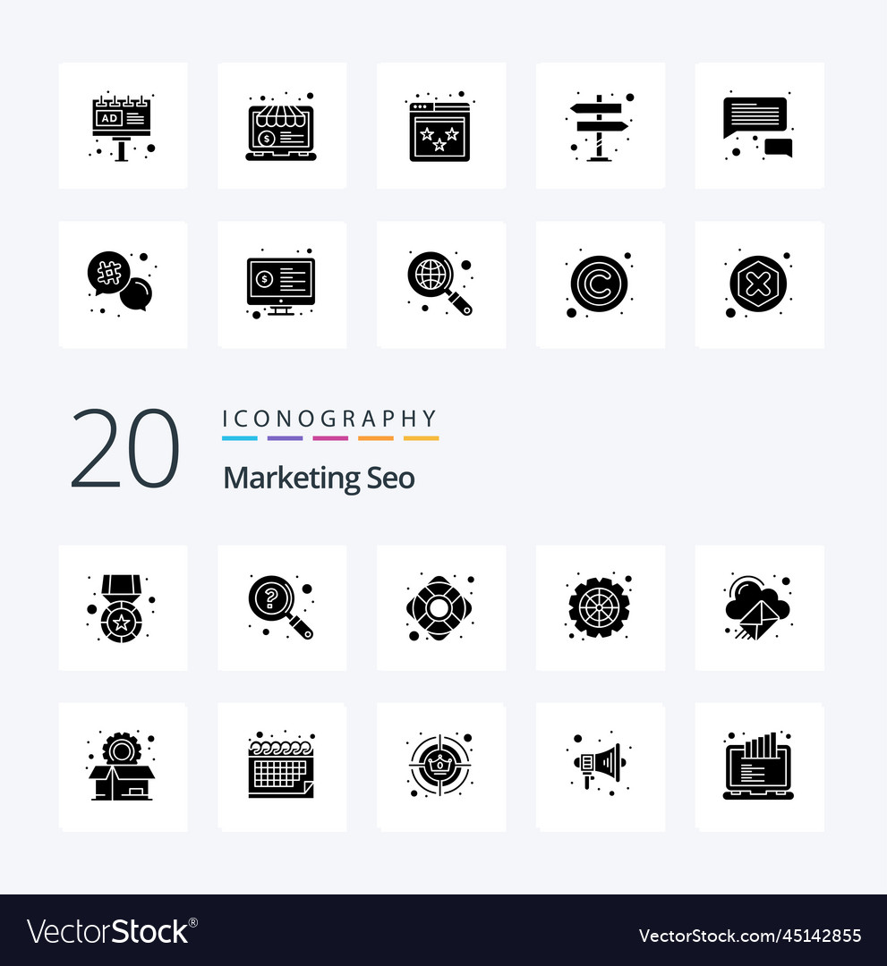 20 marketing seo solid glyph icon pack like cloud