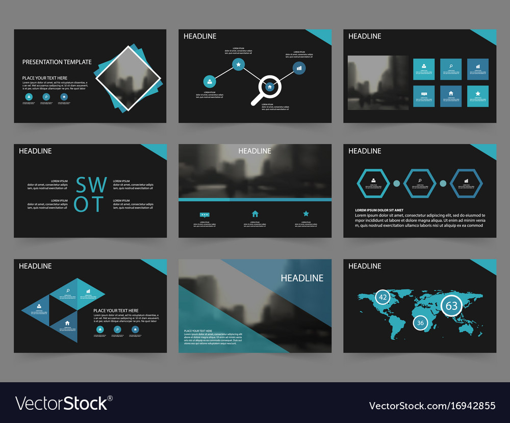 Blue black abstract presentation templates Vector Image Blue black abstract presentation templates Vector Image