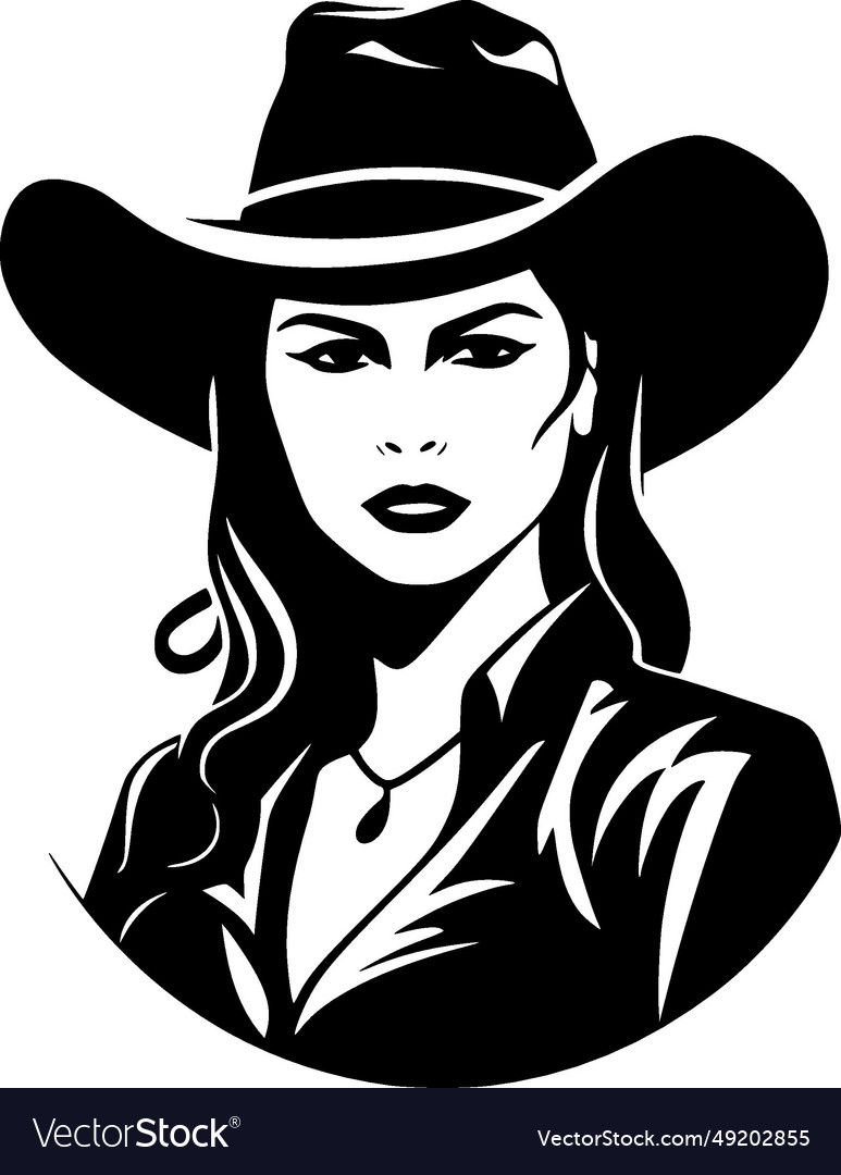 Cowgirl - black and white isolated icon Royalty Free Vector