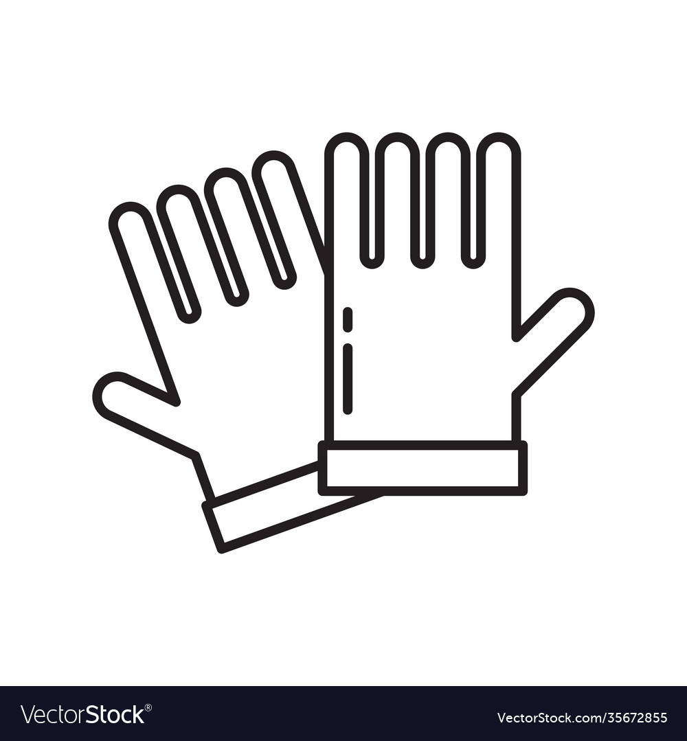 Garden gloves icon in line art design Royalty Free Vector