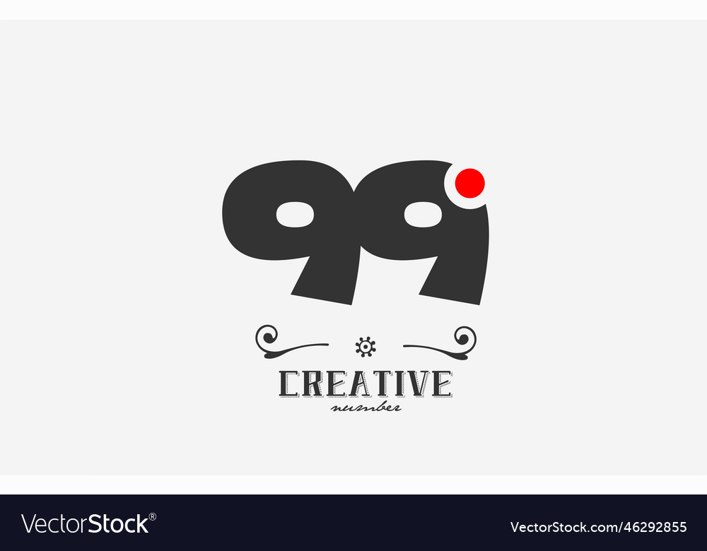 Grey 99 number logo icon design with red dot Vector Image