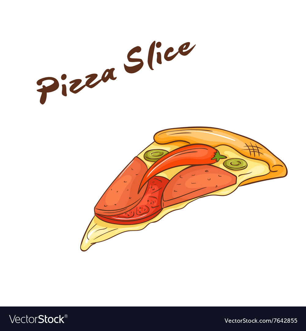 Isolated cartoon hand drawn fast food slice