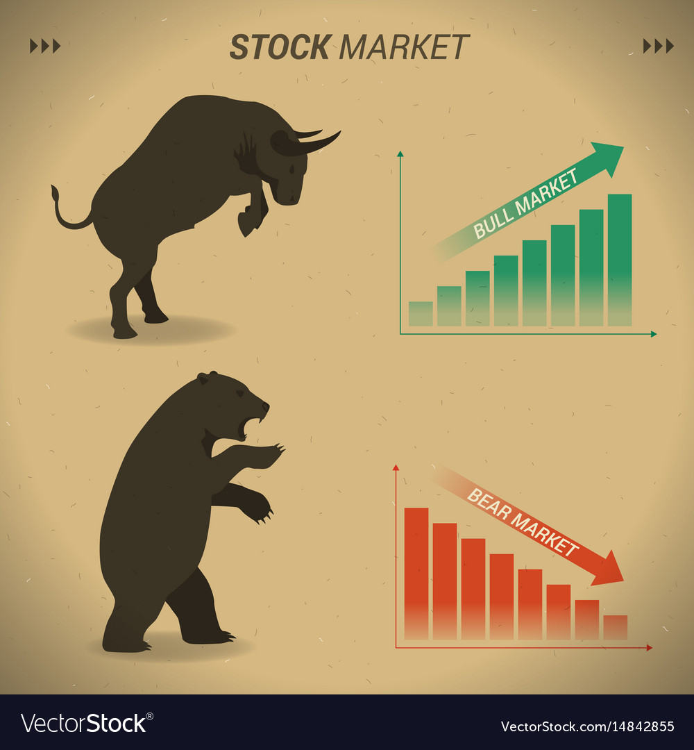 Stock market concept bull vs bear are facing Vector Image