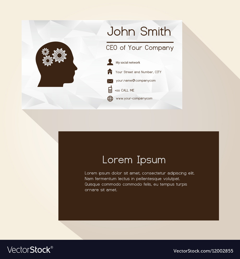 Wrinkled white paper brown business card design