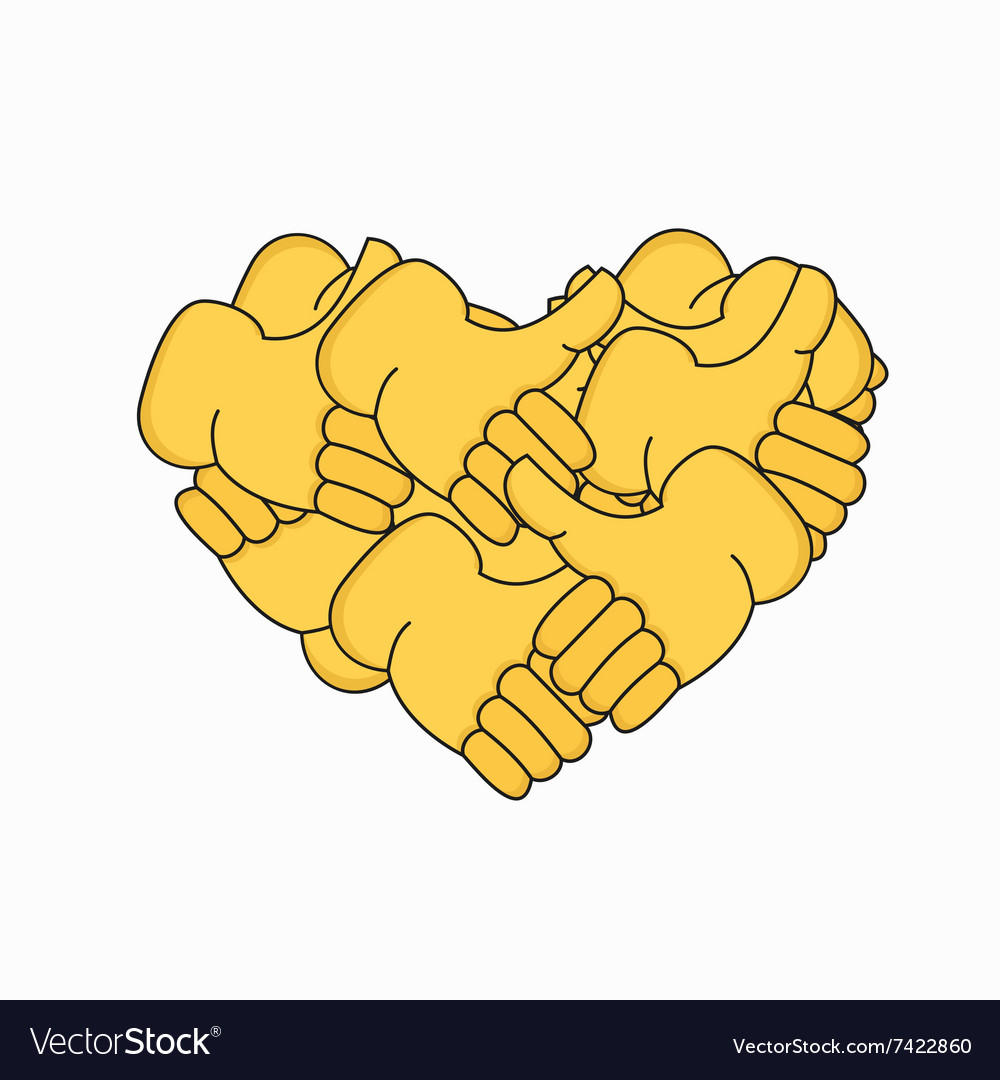 Modern thumbs up the form of heart isolated