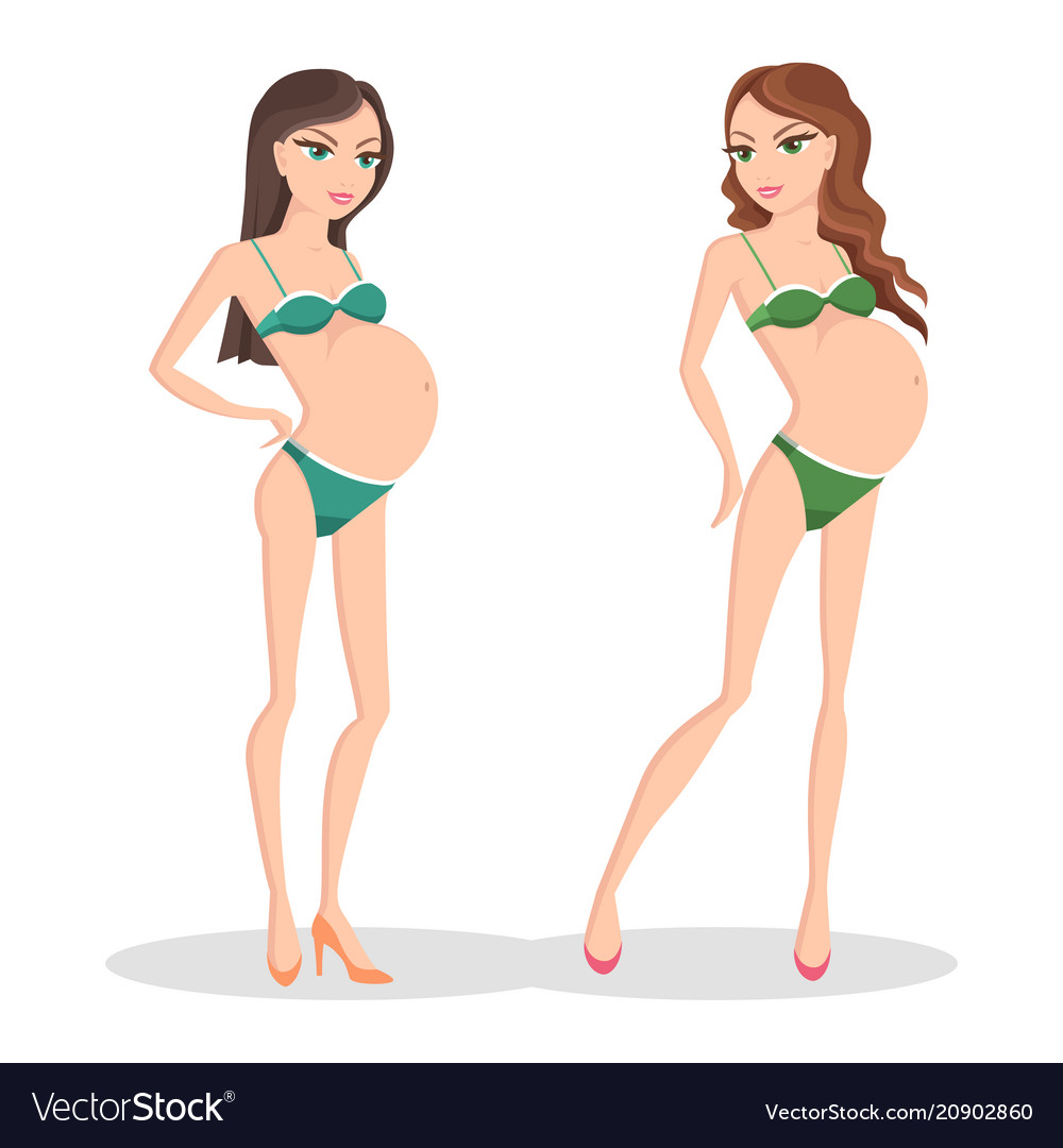 Pregnant woman swimsuit or underwear high heels Vector Image