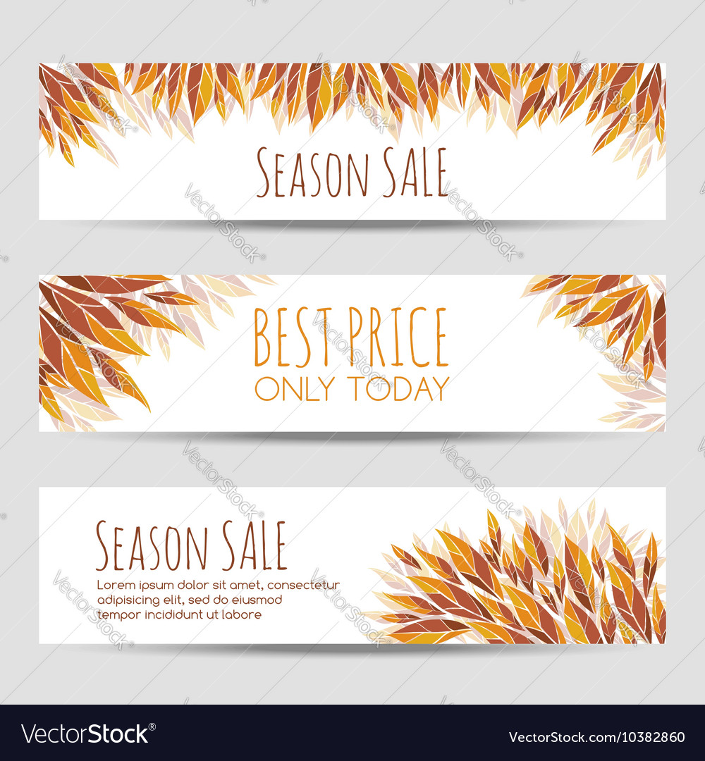 set of headers banners with autumn leaves autumn headers