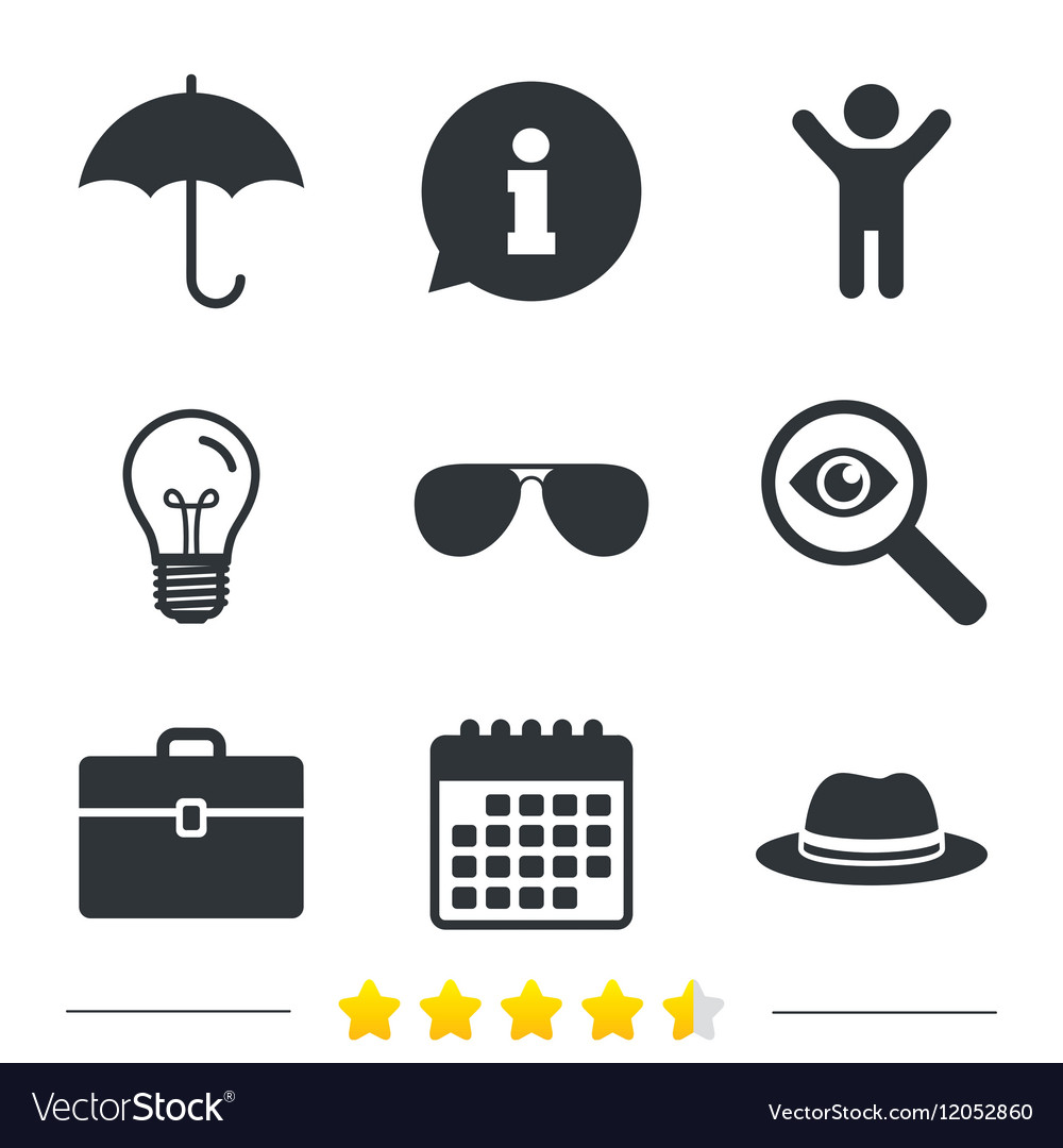 Umbrella sunglasses and hat with case Royalty Free Vector