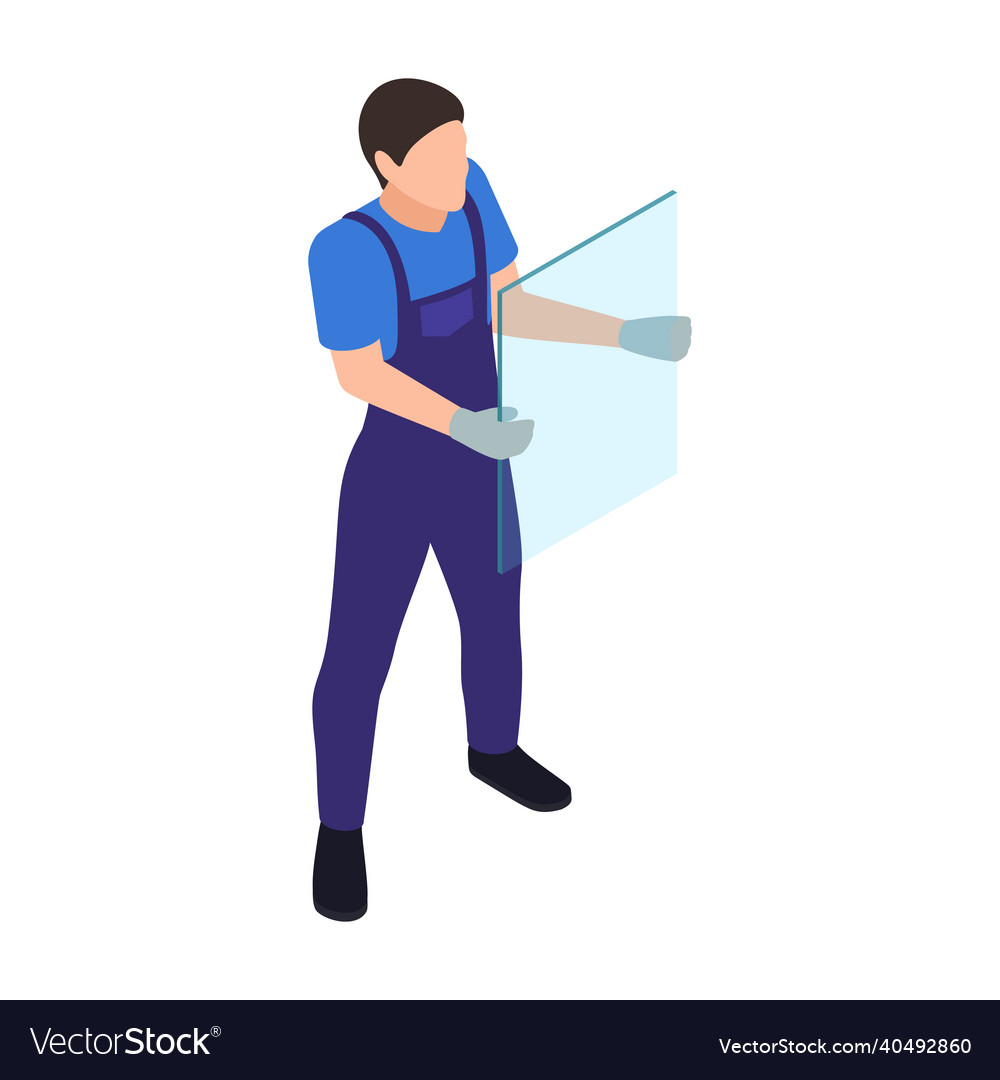 Worker with glass composition Royalty Free Vector Image