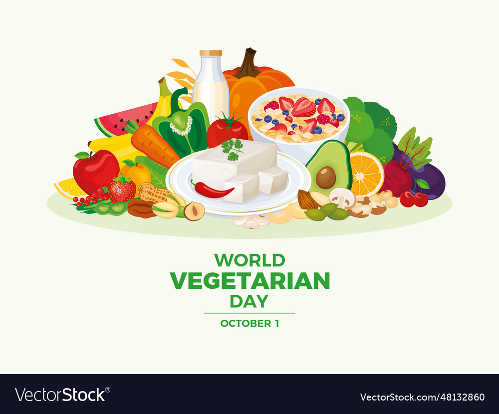 World vegetarian day poster with healthy food Vector Image