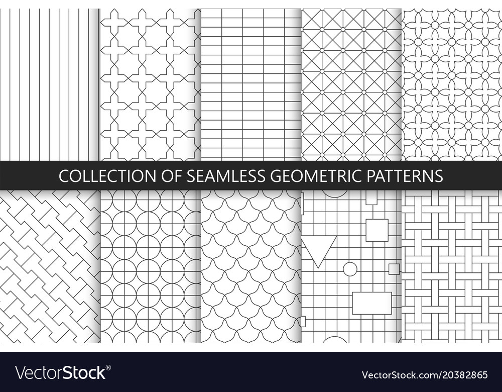 Collection of seamless geometric patterns simple Vector Image