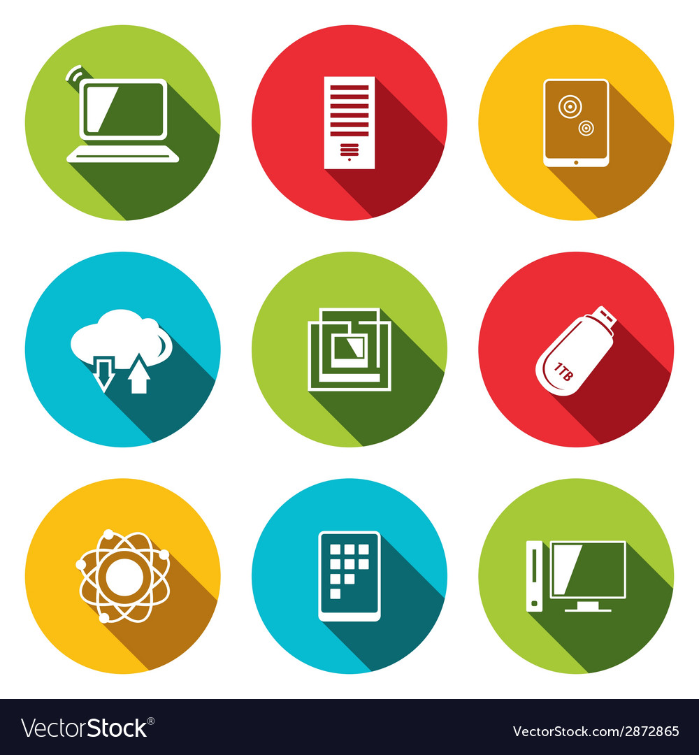 Exchange Of Information Technology Flat Icons Set Vector Image