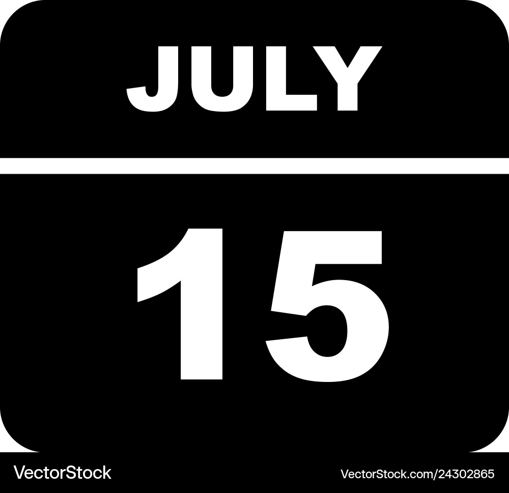 July 15th date on a single day calendar Royalty Free Vector
