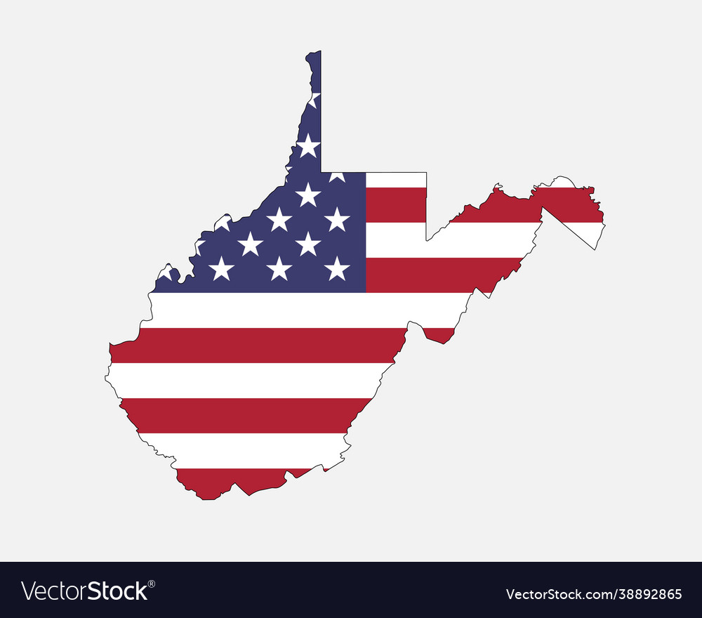 West virginia map on american flag Royalty Free Vector Image