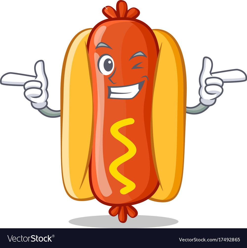 Wink hot dog cartoon character