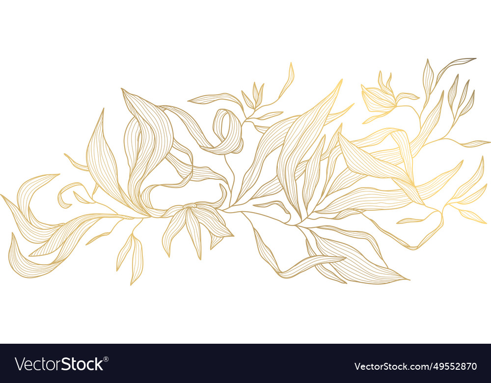 Art deco flower pattern background gold Royalty Free Vector