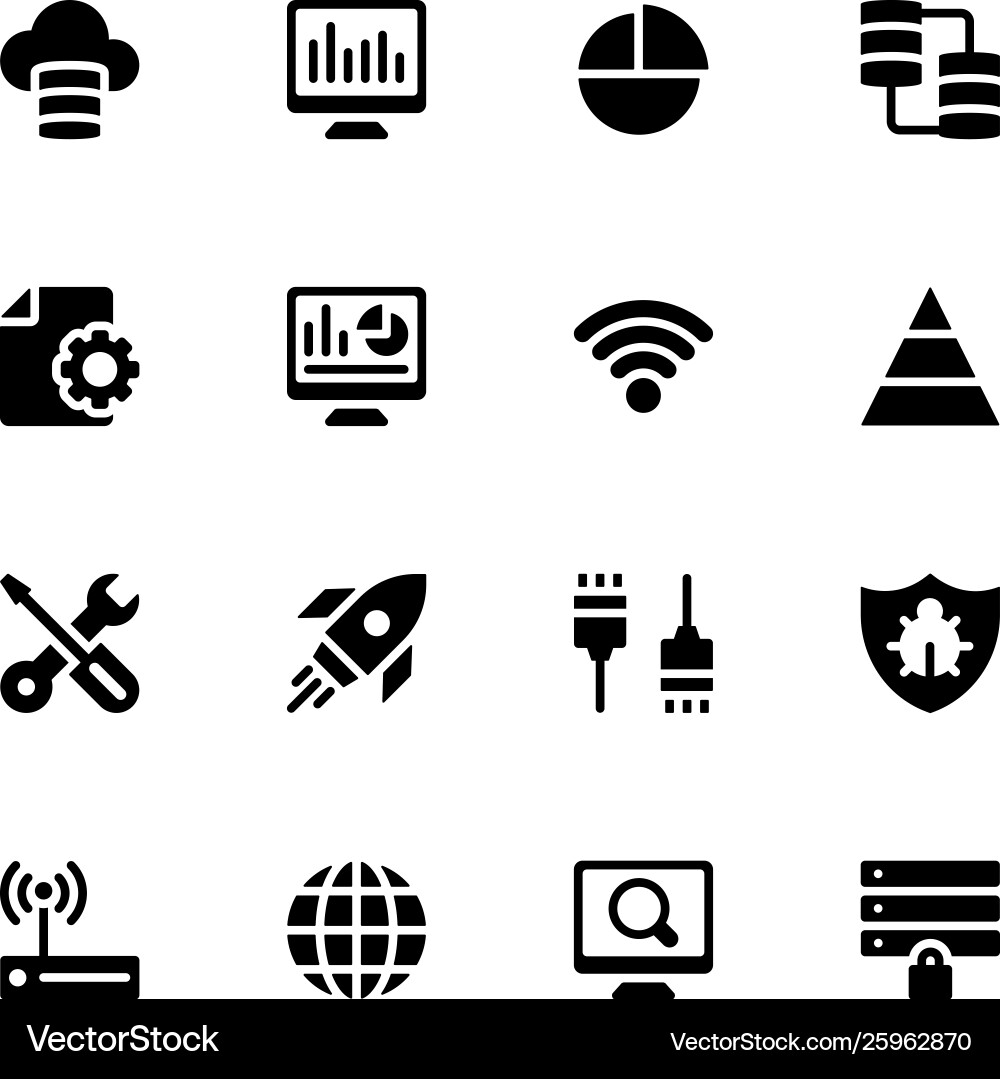 Business analytics solid icons Royalty Free Vector Image