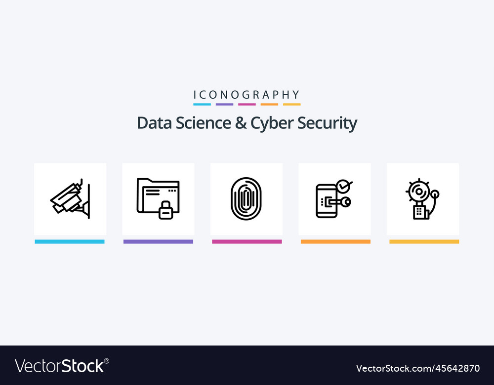 Data science and cyber security line 5 icon pack