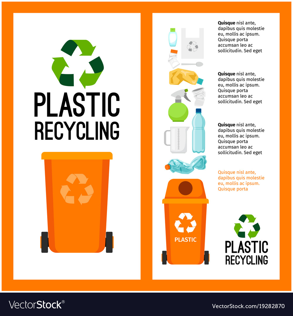 Garbage orange container info with plastic Vector Image