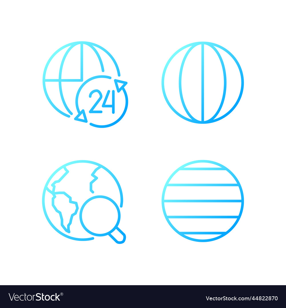 Geography pixel perfect gradient linear icons set