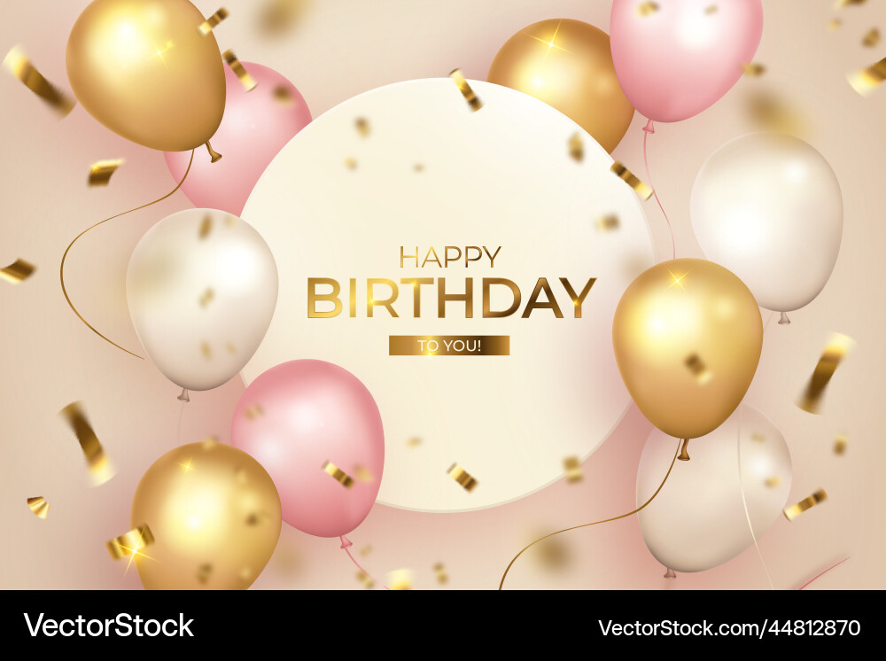 Happy birthday with frame balloons design Vector Image