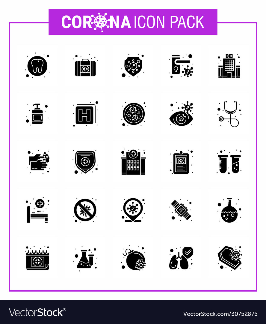 25 solid glyph coronavirus disease and prevention