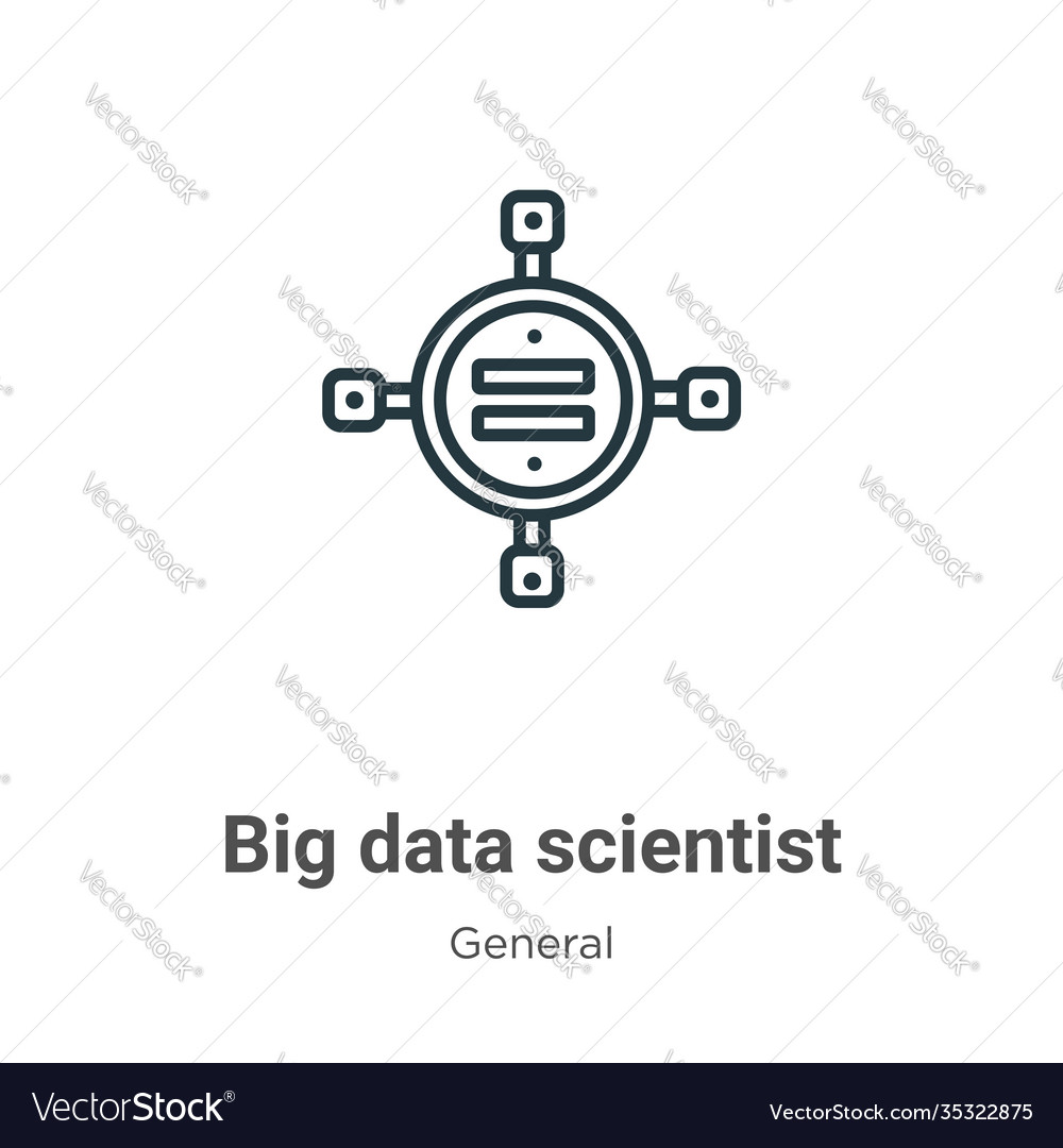 Big data scientist outline icon thin line black Vector Image