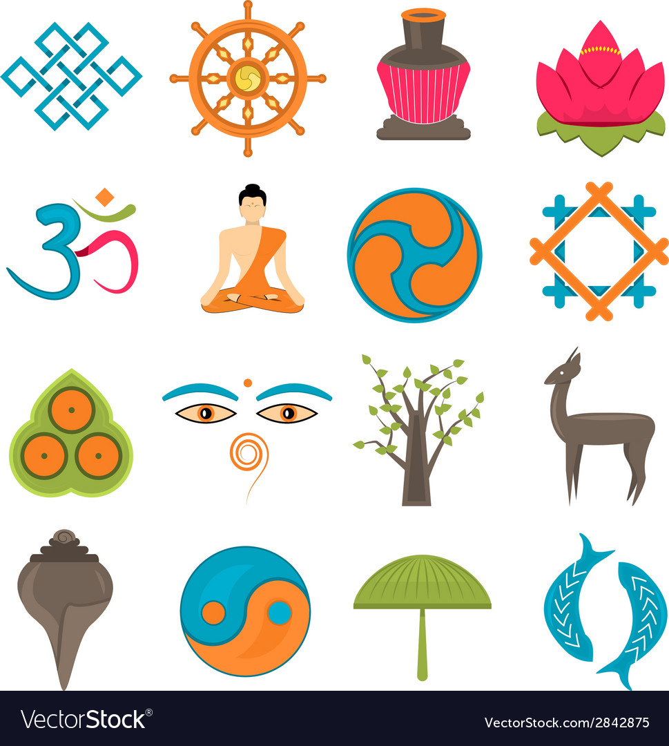 Buddhism icons set Royalty Free Vector Image - VectorStock