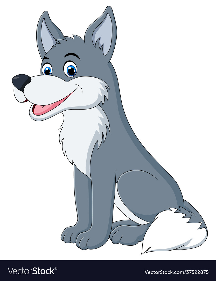 Cute wolf animal cartoon Royalty Free Vector Image