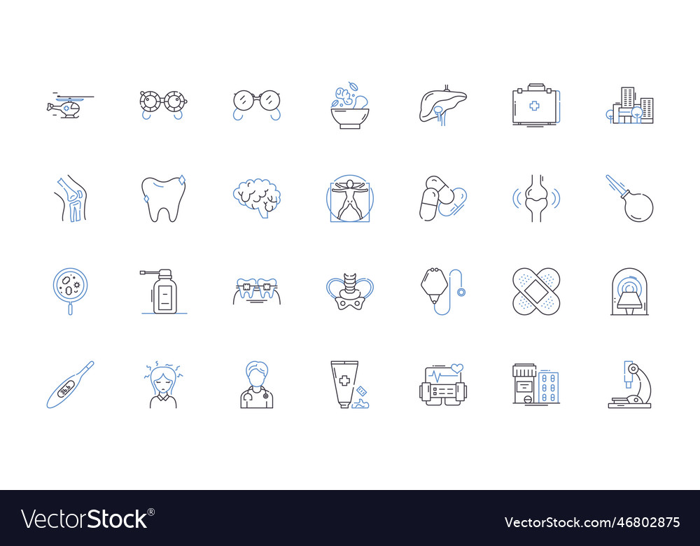 Emergency care line icons collection ambulance Vector Image