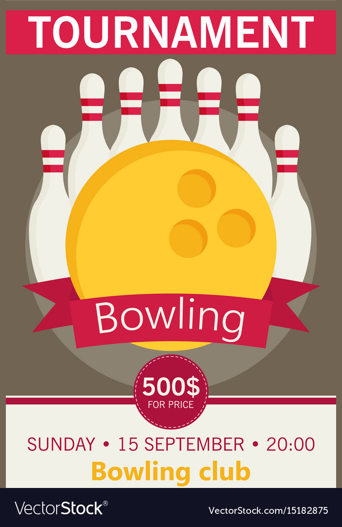 Flat Style Poster Template For Bowling Tournament