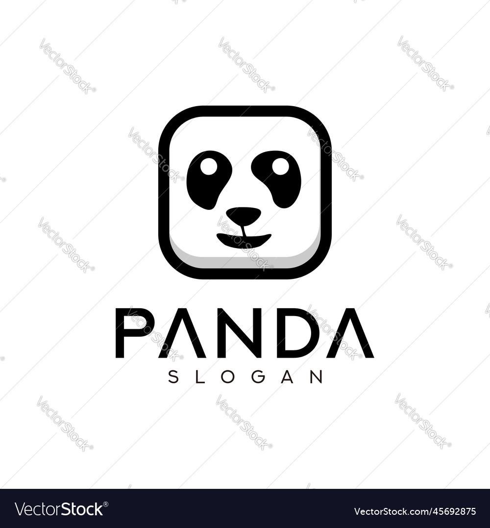 Modern abstract face panda logo box design