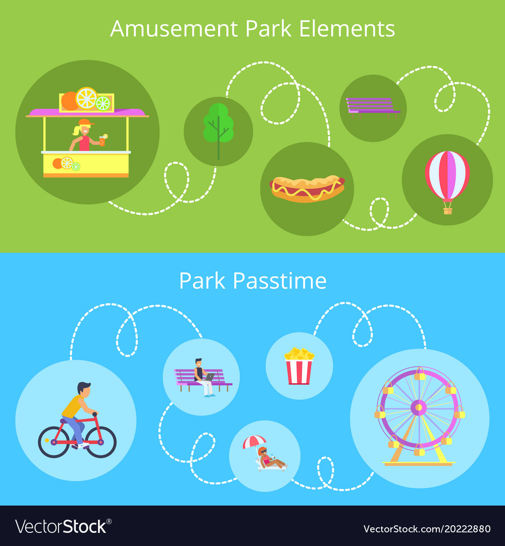 Amusement park elements set Royalty Free Vector Image