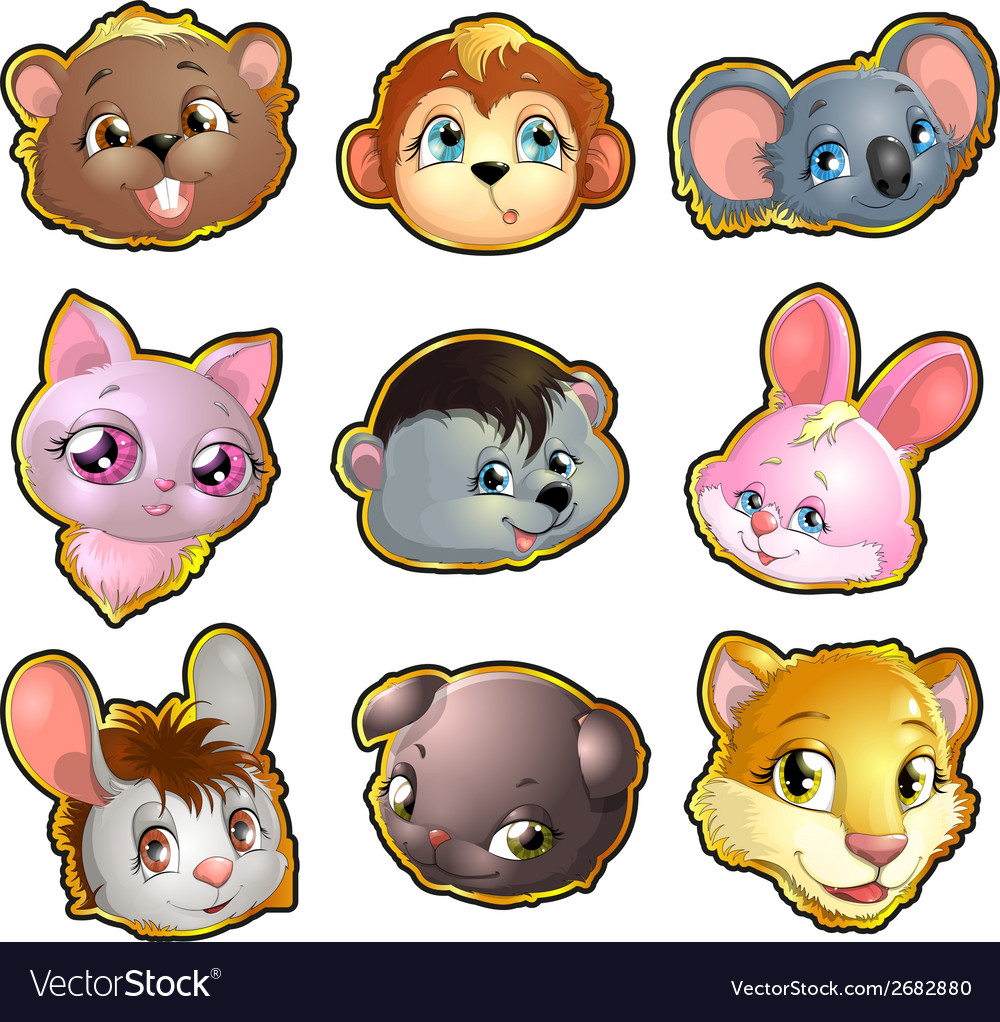 Animal faces Royalty Free Vector Image - VectorStock