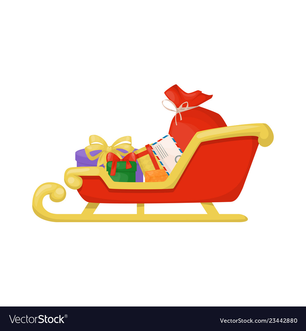 Christmas santa sleight with presents winter gift Vector Image