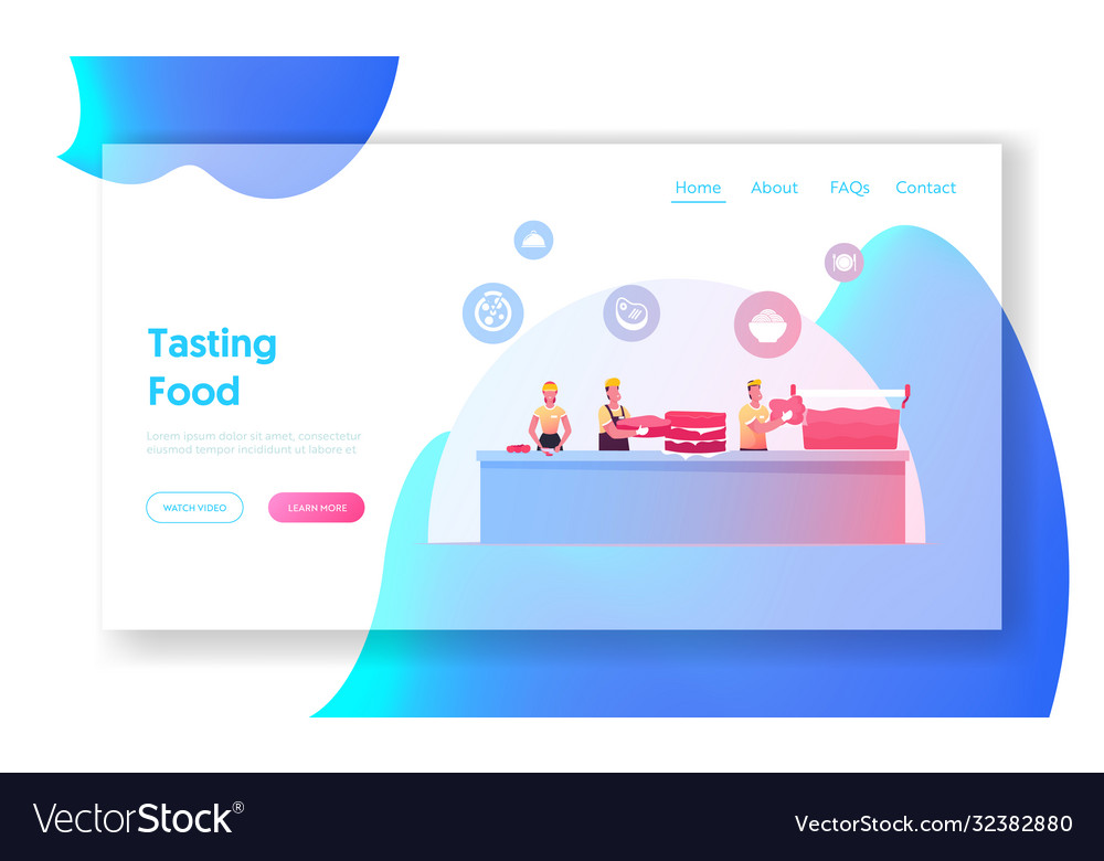 Food cooking process landing page template tiny