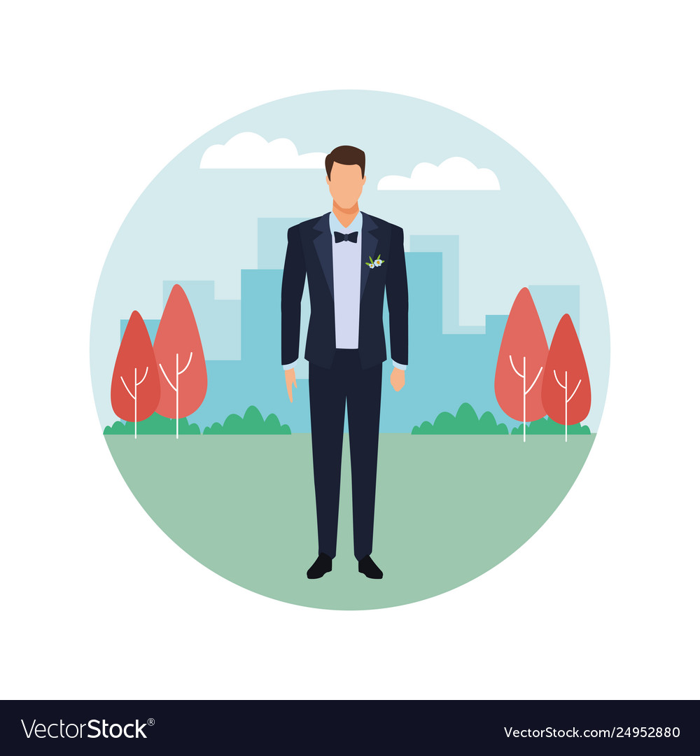 Man wearing tuxedo round icon