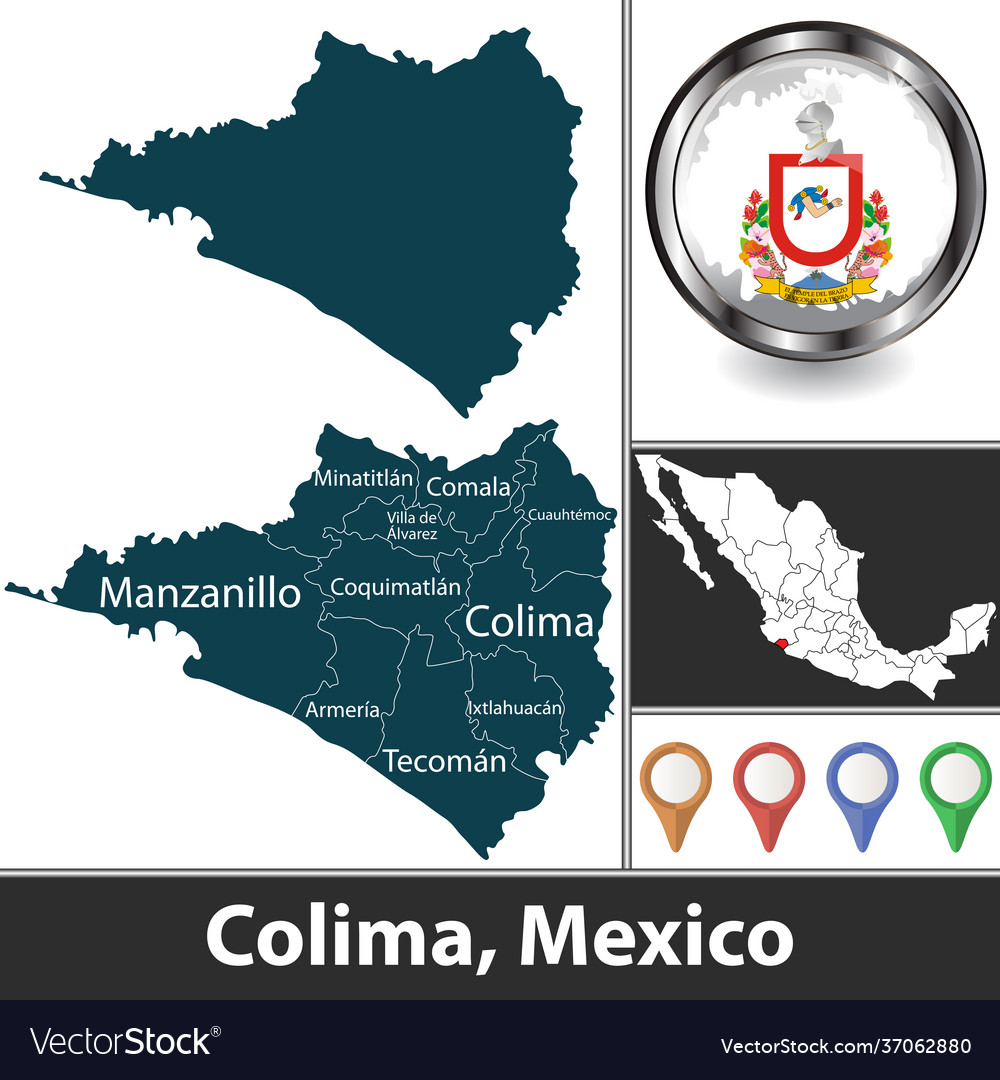 Mapa De Colima Mexico Map Colima Mexico Royalty Free Vector Image - Vectorstock